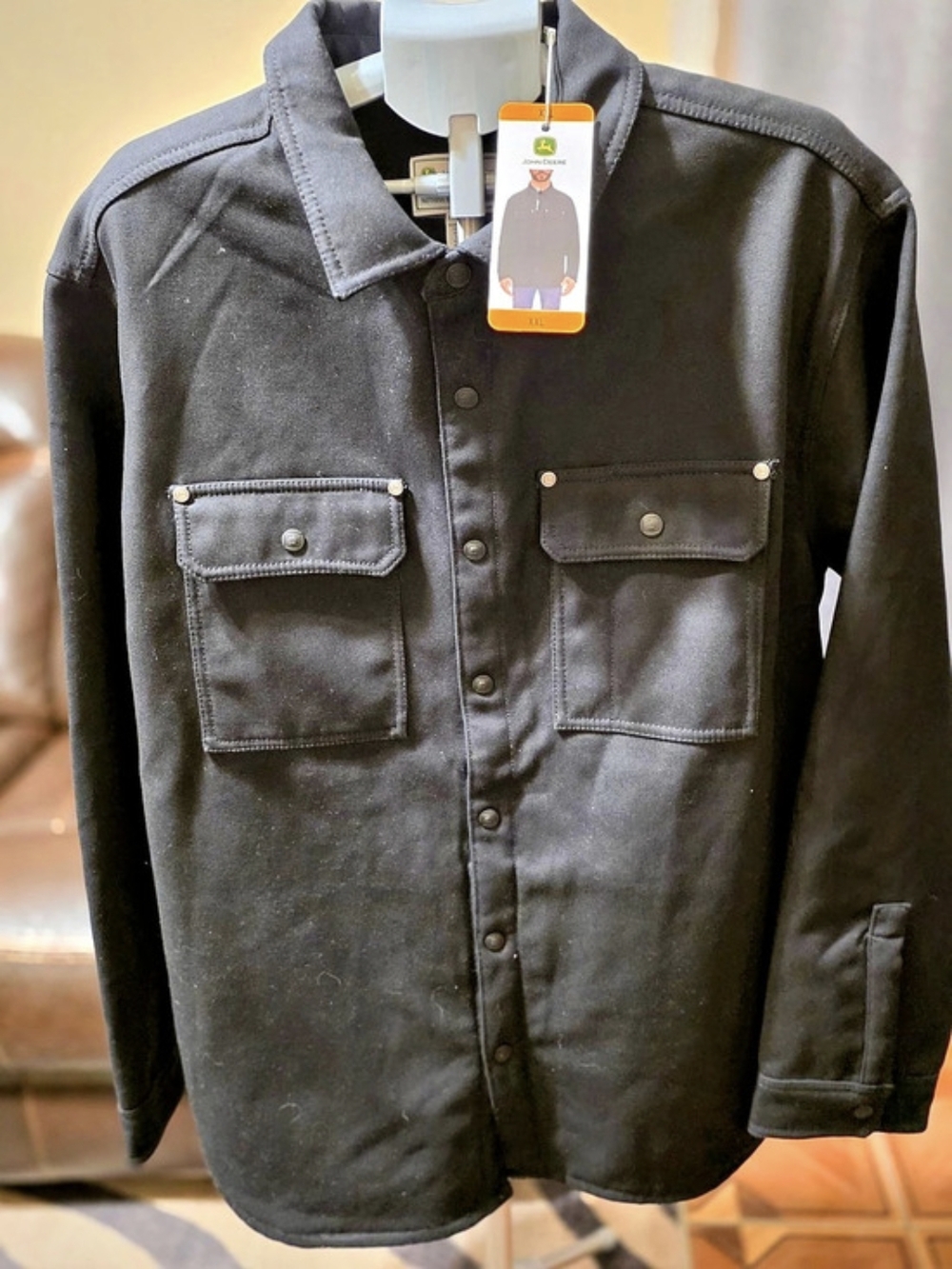 John Deere Men's Canvas Shirt Jacket Black XXL